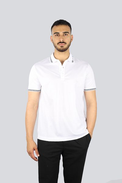 PAUL&SHARK Men's Regular Fit 100% Cotton Short Sleeve White Polo Neck T-Shirt 25411288 -010