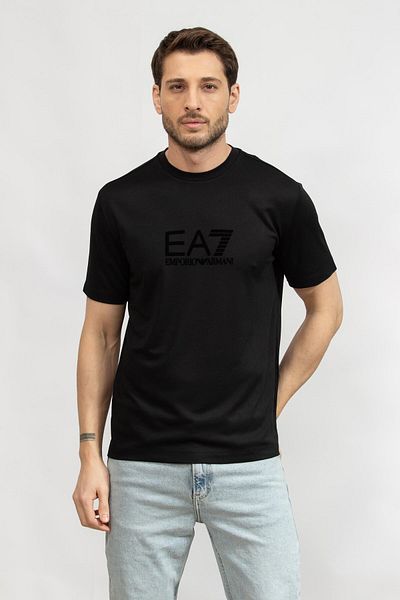 EA7 Ανδρικό μπλουζάκι με στρογγυλή λαιμόκοψη EA7 λογότυπο μαύρο - κοντό μανίκι, κανονική εφαρμογή 7M 000092   AF13870-UC001