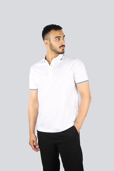 PAUL&SHARK Men's Regular Fit 100% Cotton Short Sleeve White Polo Neck T-Shirt 25411288 -010