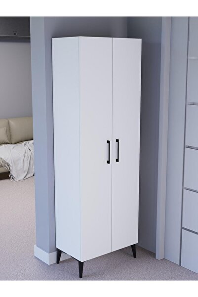 Detamob Askılıklı, Ayakkabılıklı 2 Kapaklı Beyaz Portmanto | %100 MDF Raflı Modern Vestiyer (VST05)