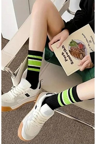 DoDe Flora Women's Stripe Patterned College Socks 6 Pairs Esinti