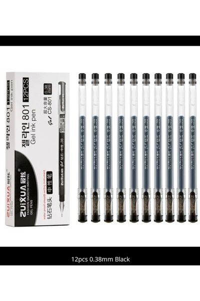 zuixua Jel Kalem Siyah 0.38mm 12 Adet