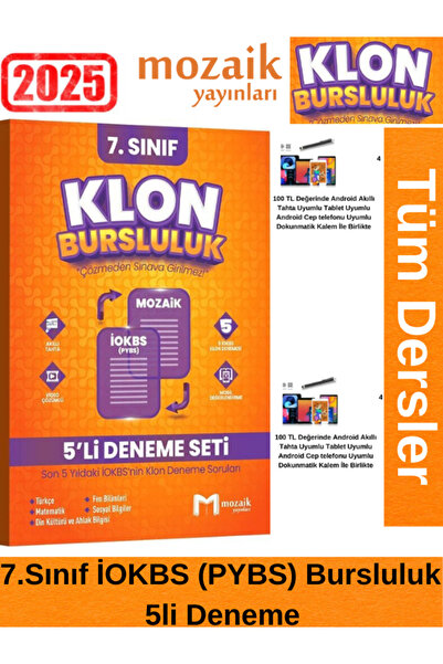 Fenomen Yayıncılık Mozaik 2025 7.Sınıf Klon 5 Lİ Deneme (İOKBS-PYBS) Tüm Ders...