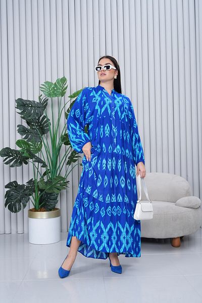 My Blog Φόρεμα Saks Blue Mixed Pattern Plus Size - 3005 - 1
