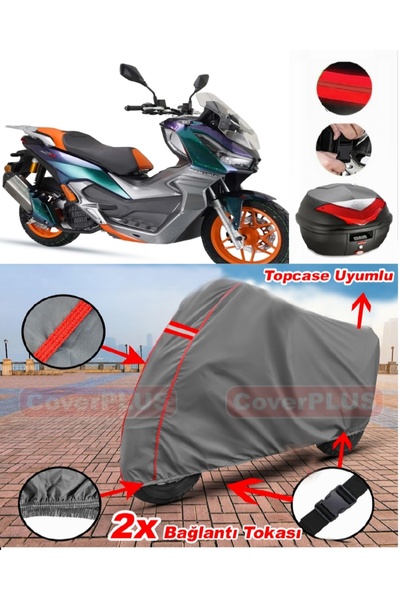 CoverPlus Arora Beatrix Arka Çanta Uyumlu Motor Brandası Motosiklet Brandası ...