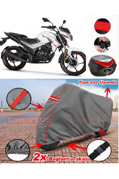CoverPlus Rks Titanium 220 Rear Bag Compatible Motor Tarpaulin Motorcycle Tar...