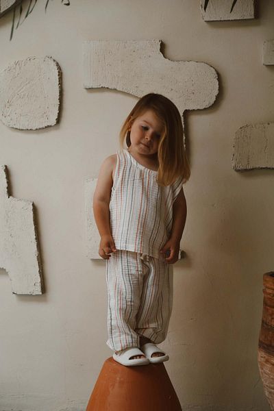 OhlalaKoala Orange-Green Striped Suit - Undershirt and Pants Set