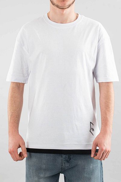 bombe Men's White Crew Neck Printed T-Shirt Basic T-Shirt