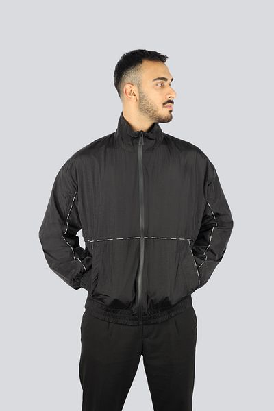 Versace Men's Regular Fit Stand Collar Zipper Long Sleeve Black Jacket 78Gasd11Cq04D-899