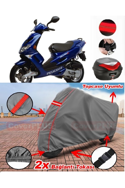 CoverPlus Peugeot Speedfight 2 Rear Bag Compatible Motor Tarpaulin Motorcycle...