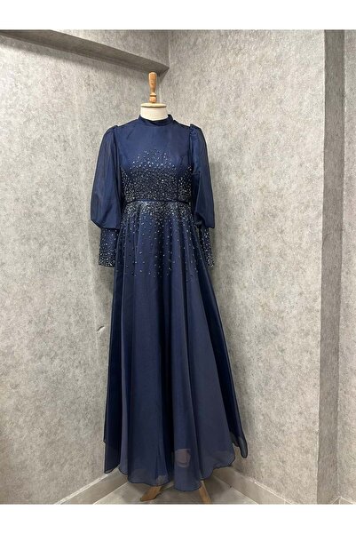 Famelin 24Y639 ABİYE ELBİSE BALON KOL KOL UÇLARI TAŞLI LACI