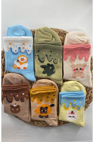 DoDe Flora Women's Cute Animal Figured College Socks 6 Pairs Esinti