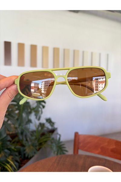 funeyes Retro Pistachio Green Mattedouble Bridge Unisex Retro Sunglasses