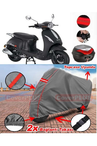 CoverPlus Kanuni Trodon XS 125 حقيبة خلفية متوافقة مع قماش القنب للدراجات الن...