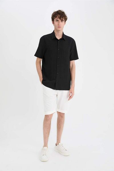 DeFacto Νέα σεζόν Regular Fit Polo Collar Crinkle καλοκαιρινό κοντομάνικο πουκάμισο