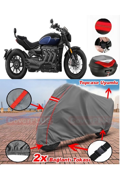 CoverPlus Triumph Rocket 3 GT حقيبة خلفية متوافقة مع قماش القنب للدراجات النا...