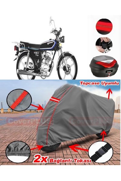 CoverPlus Yuki Yk 100-B Rear Bag Compatible Motor Tarpaulin Motorcycle Tarpau...