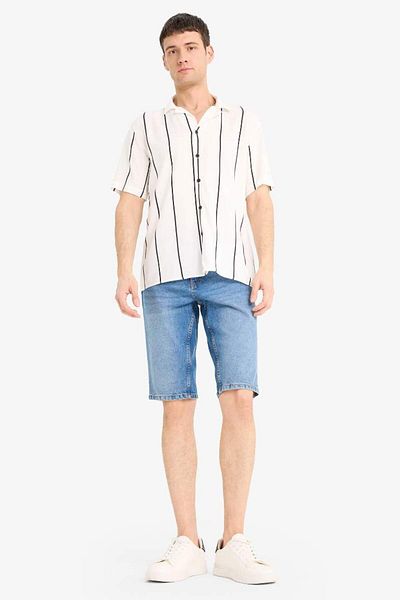 DeFacto New Season Regular Fit Apache Collar Striped Summer Short Sleeve Shirt