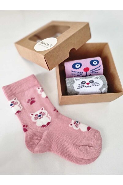 Moonys Socks Collection Сладък комплект от 3 чифта чорапи за момичета с котеш...