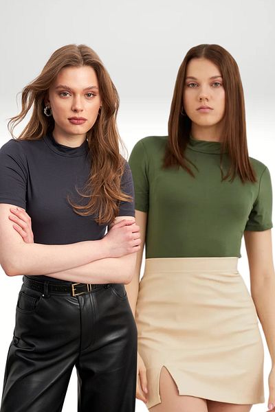 Bipantolon Γυναικεία Anthracite Khaki 2 Pack κοντομάνικη μπλούζα