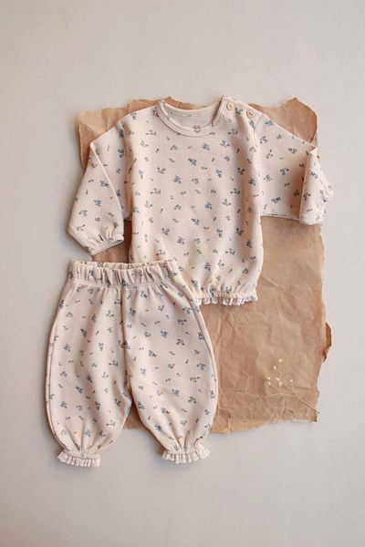 OhlalaKoala Blue Floral Printed Lace Baggy Suit