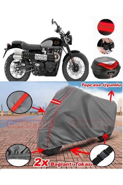 CoverPlus Triumph Street Scrambler حقيبة خلفية متوافقة مع قماش القنب للدراجات...