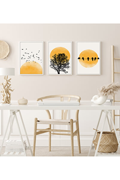 bestablo Set de pictură din lemn cu siluetă de pasăre și soare Bestablo