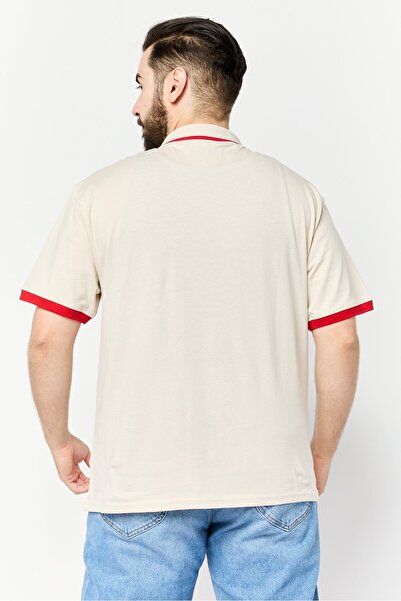 PAUL FRANK Men Regular Fit Brand Logo Short Sleeves Polo Shirt, Beige