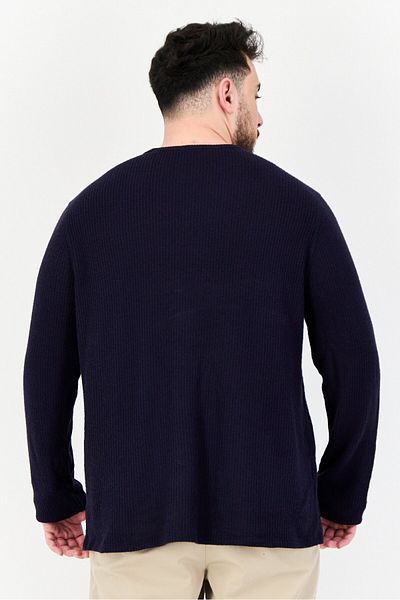 ATM Anthony Thomas Melillo Men Long Sleeve Textured Sweater, Navy