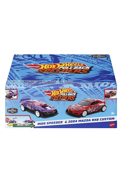 HOT WHEELS Set 2 masinute metalice Hot Wheels Pull Back - Mod Speeder si 2004 Mazda Rx8 Custom