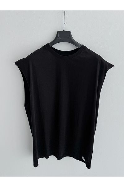 BYBASICMAN Black Sleeveless Oversize T-Shirt Jj-706/723