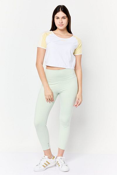 adidas Women Sportswear Fit Short Sleeve Outdoor Top, White/yellow