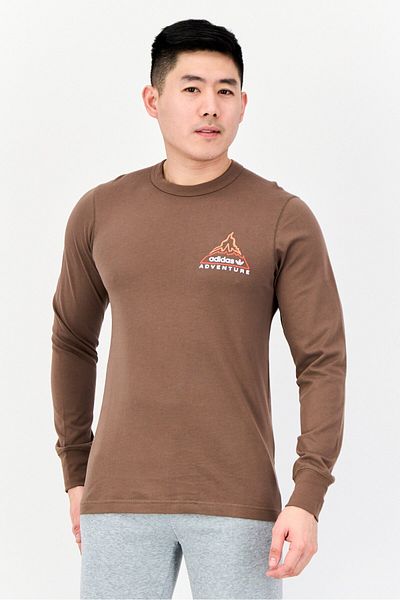 adidas Men Sportswear Fit Long Sleeve Outdoor T-shirt, Dark Taupe