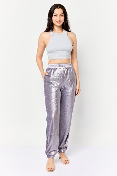 Esprit Women Regular Fit Straight Leg Squinted Jogger Pants, Purple