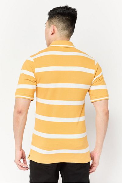 Dockers Men Slim Fit Stripe Short Sleeves Polo Shirt, Orange