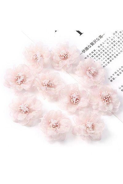 Choice 5pcs Light Pink 5Pcs Chiffon Artificial Flowers Head Fabric Applique Dress Sewing Supplies Patches A