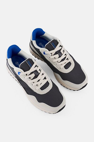 Algspar Men Brand Logo Lace Up Shoes, Grey