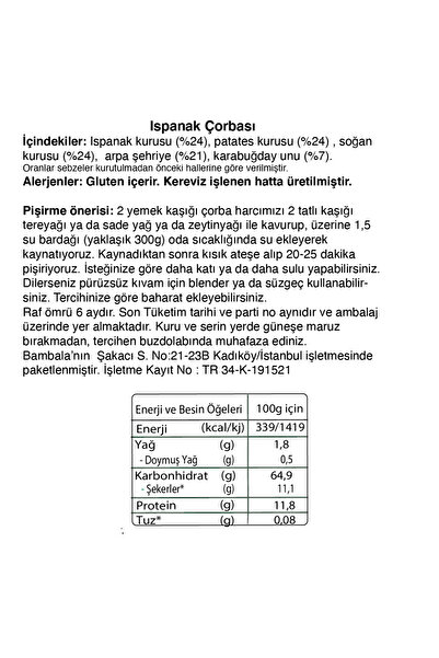 Bambala  5'li Çorba Paketi (pancar, ıspanak, balkabaklı sebze çorbası, muhallebi, sebzeli pankek)