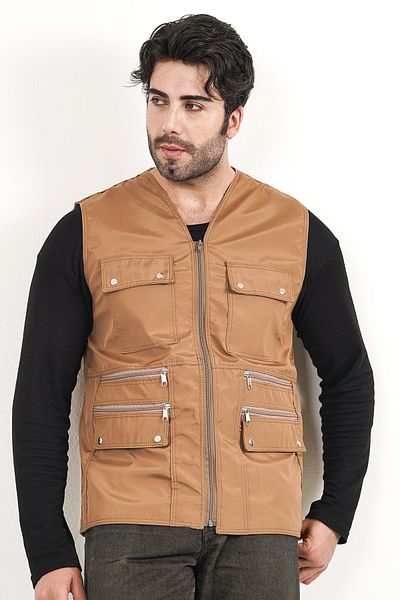 Reform Vest"Summer Multi-Pocket Bondik Fabric Double Zipper Pocket