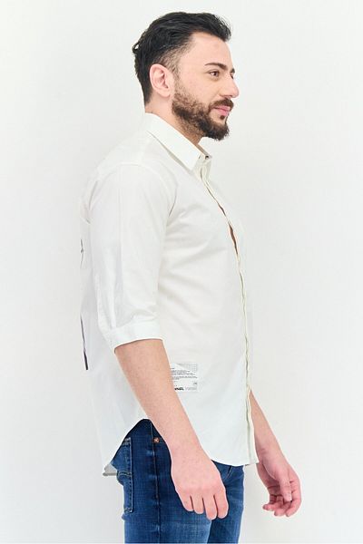 Selected Homme Men Regular Fit Solid Short Sleeve Casual Shirt, White