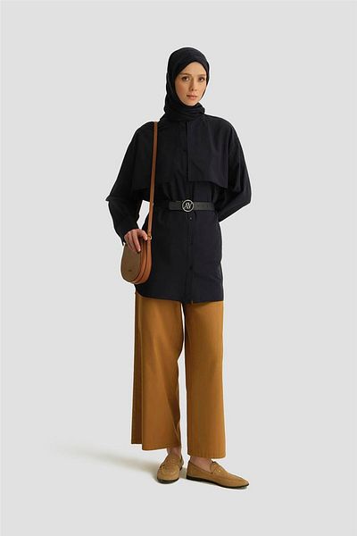 Armine Πουκάμισο Poplin με λεπτομέρεια κάπας 25yh3442 Navy Blue