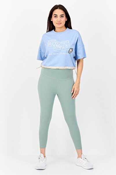 adidas Women Sportswear Fit Short Sleeve Outdoor Top, Light Blue