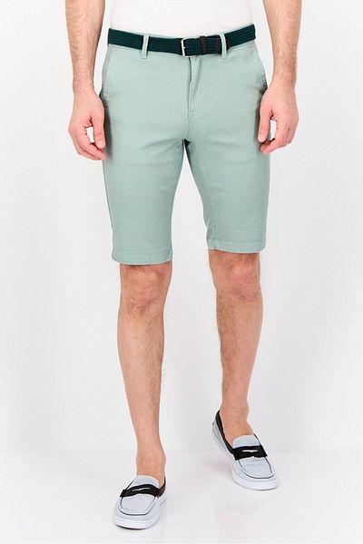 DeFacto Men Textured Belted Basic Shorts, Sage