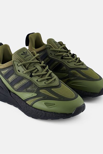 adidas Kids Boy Zx 2K Boost Lace Up Outdoor Shoes, Olive