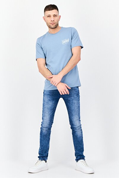 Dockers Men Crew Neck Short Sleeve Brand Logo T-shirt, Blue