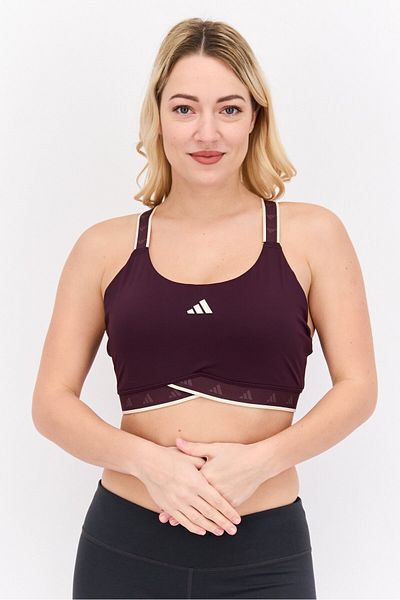 adidas Women Brand Logo Lightly Padded Training Sports Bra, Dark Mauve
