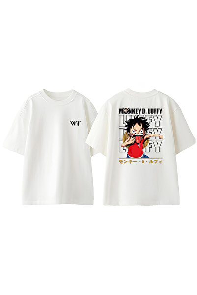 THEWERT Monkey D Luffy jezički dizajn rukavac Štampano Pamuk bela Oversize kr...