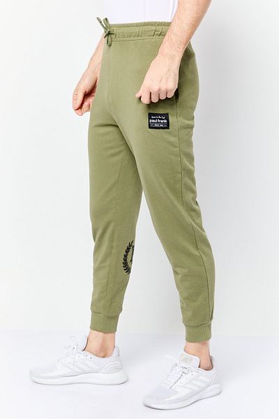 PAUL FRANK Men Regular Fit Brand Logo Sweatpant Pants, Olive