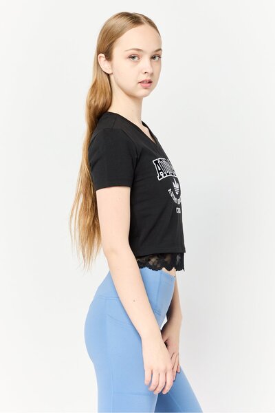 adidas قميص تدريب رياضي نسائي بأكمام قصيرة، أسود