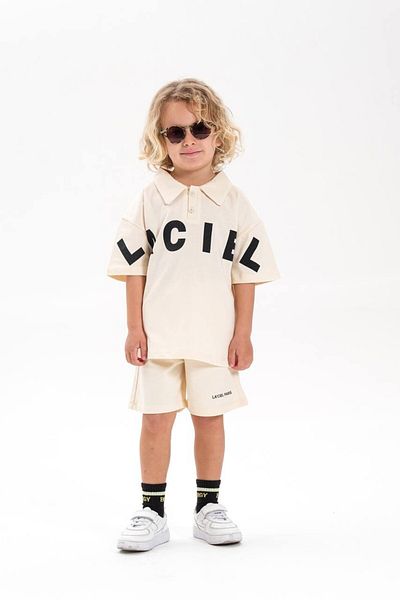 MİNİKO KİDS Laciel Paris Printed Collar Shorts Cotton Suit